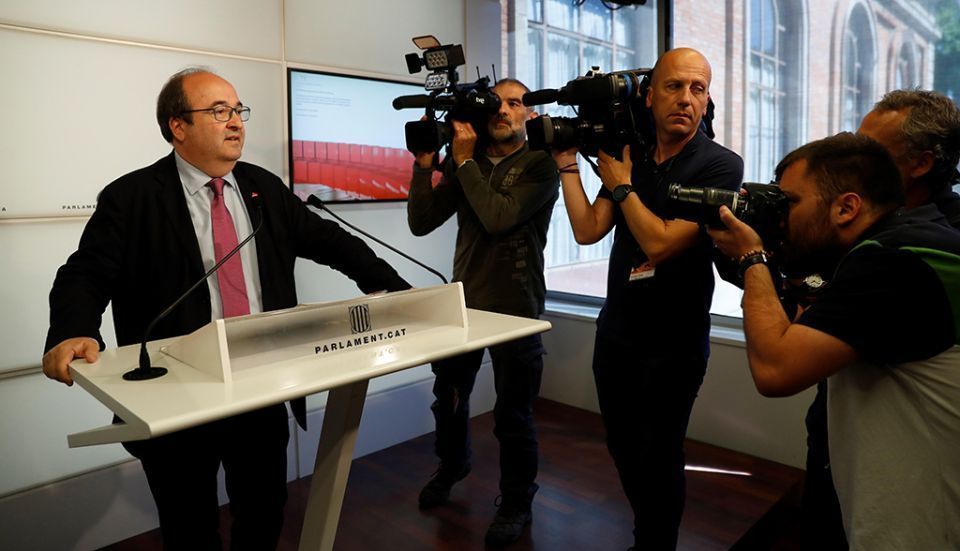 Durante la rueda de prensa que he ofrecido tras el pleno del Parlamento de Catalu&ntilde;a donde este jueves se ha votado la propuesta de mi designaci&oacute;n como senador auton&oacute;mico / EFE