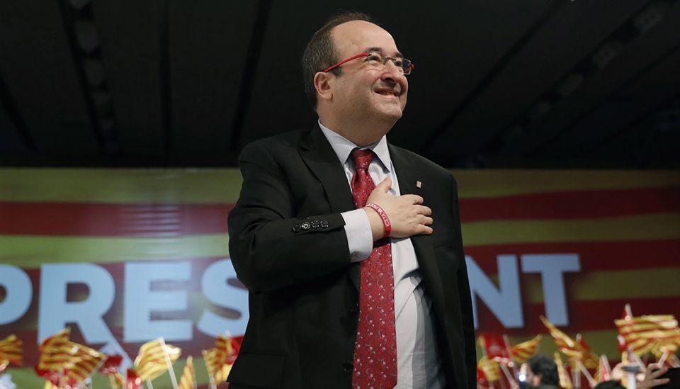 Durante el mitin central de los socialistas en Barcelona por mi candidatura a la presidencia de la Generalitat. / EFE